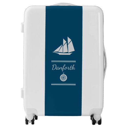 Navy Blue and White Nautical  Luggage