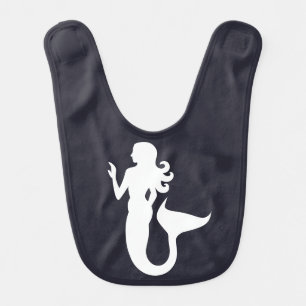 navy blue and white nautical MERMAID   Baby Bib