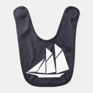 navy blue and white nautical SAILING SHIP Baby Bib