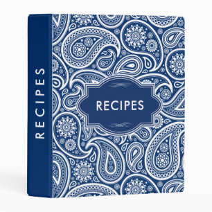 Navy-blue And White Paisley Pattern Mini Binder
