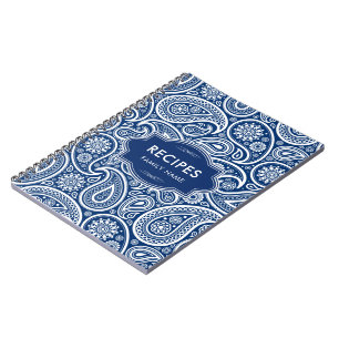 Navy-blue And White Paisley Pattern Notebook