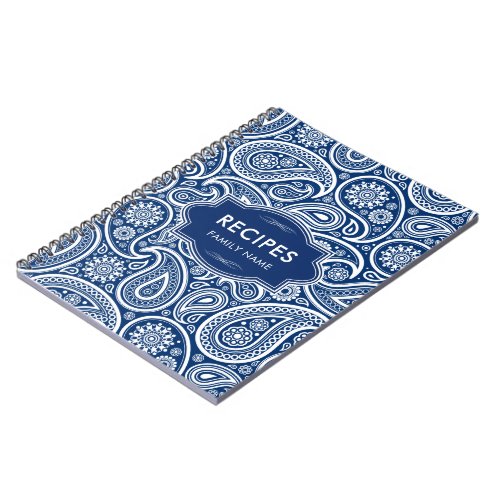 Navy_blue And White Paisley Pattern Notebook