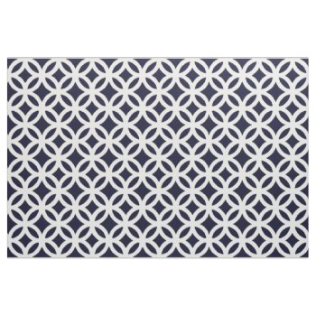 Navy Blue And White Pattern Craft Fabric by debinSC at Zazzle