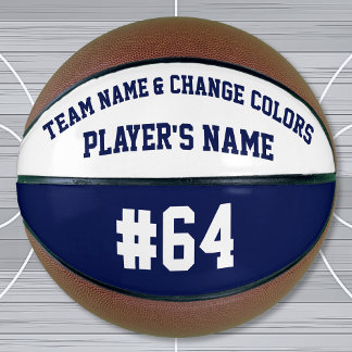 Navy Blue and White Personalized Basketball Ball