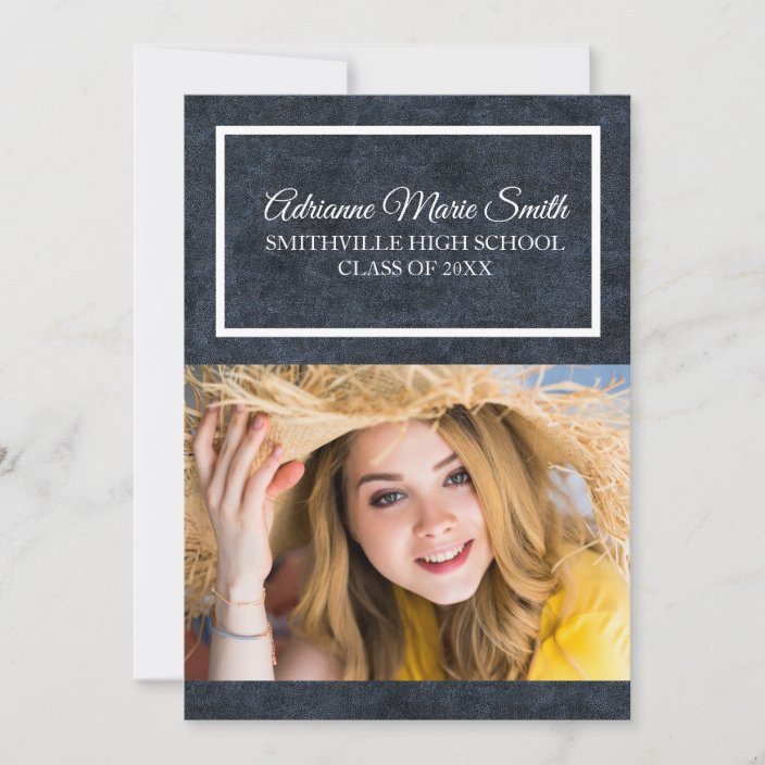 Navy Blue and White Photo Graduation Trunk Party Invitation