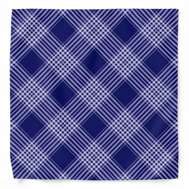 Navy Blue And White Plaid Bandana (Front)