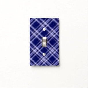 Navy Blue And White Plaid Light Switch Cover