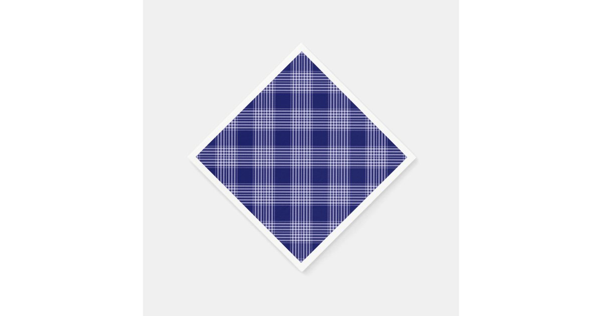 Navy Blue And White Plaid Paper Napkins Zazzle