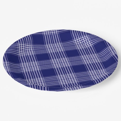 Navy Blue And White Plaid Paper Plates