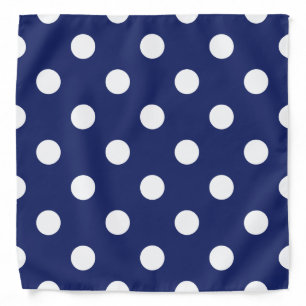 Navy Blue and White Polka Dot Pattern Bandana