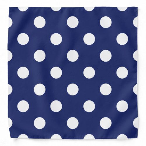 Navy Blue and White Polka Dot Pattern Bandana