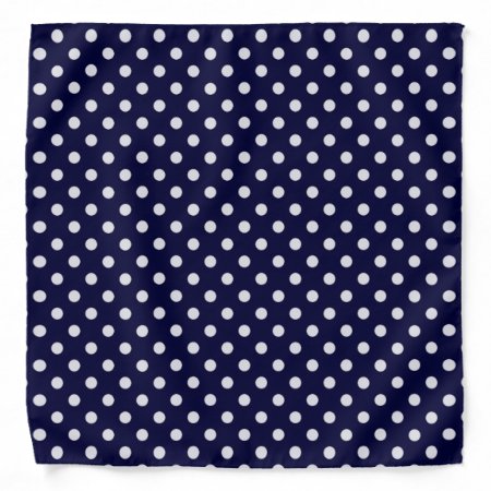 Navy Blue And White Polka Dot Pattern Bandana