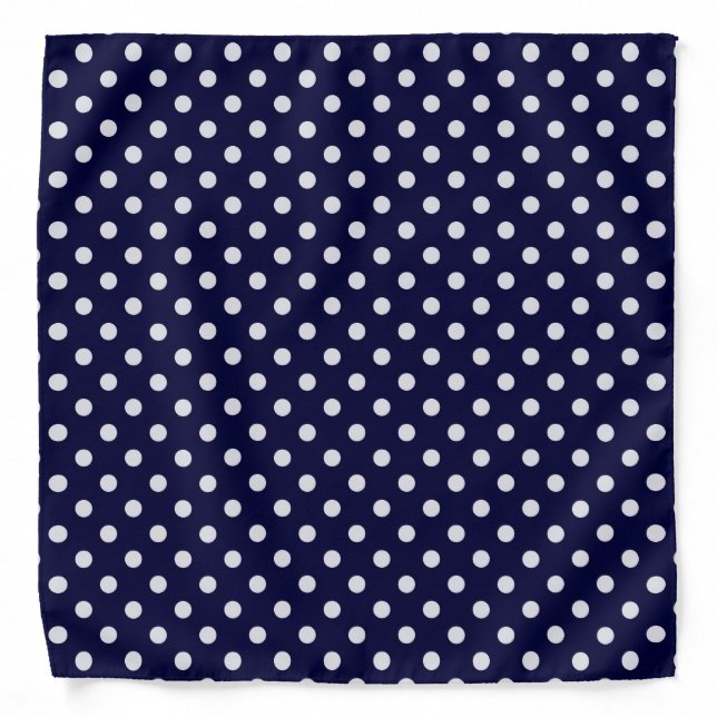 Navy Blue and White Polka Dot Pattern Bandana (Front)