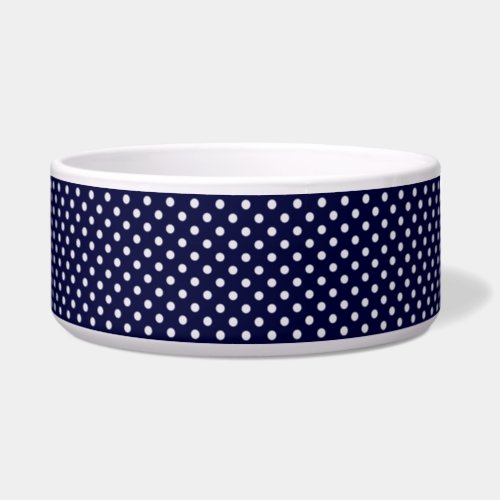 Navy Blue and White Polka Dot Pattern Bowl