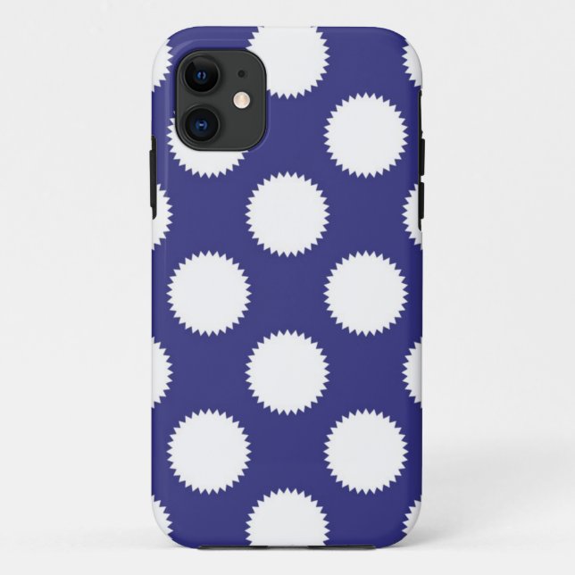 Navy Blue and White Polka Dot Pattern Case-Mate iPhone Case (Back)