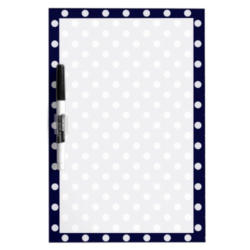 Navy Blue and White Polka Dot Pattern Dry_Erase Board