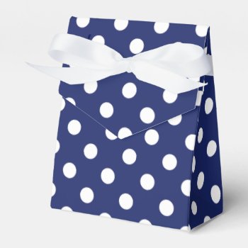 Navy Blue And White Polka Dot Pattern Favor Boxes by allpattern at Zazzle