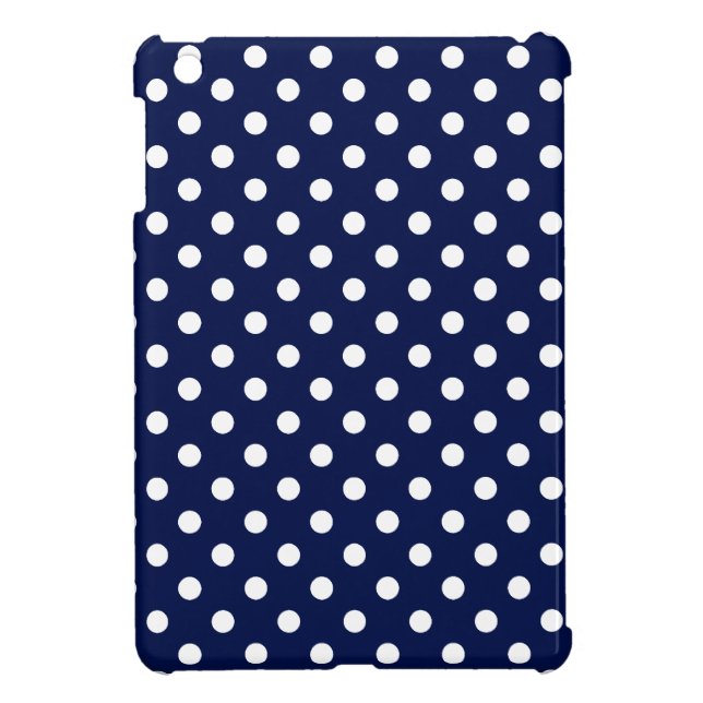 Navy Blue and White Polka Dot Pattern iPad Mini Cover (Back)
