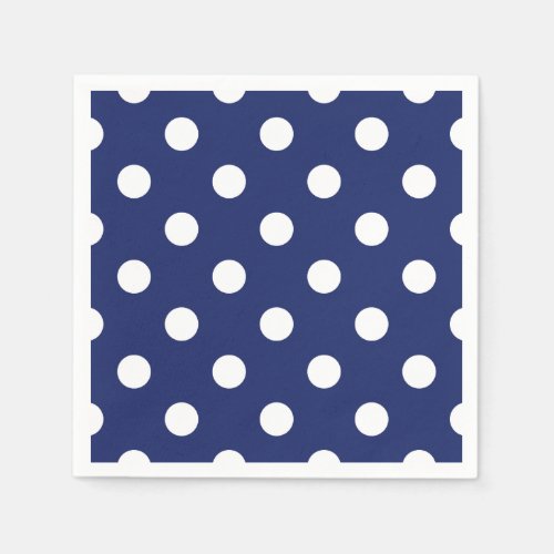 Navy Blue and White Polka Dot Pattern Napkins