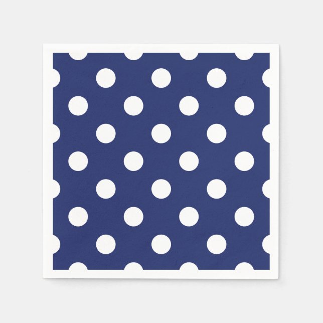 Navy Blue and White Polka Dot Pattern Napkins (Front)