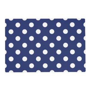 Navy Blue and White Polka Dot Pattern Placemat