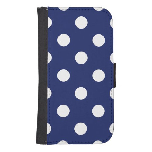 Navy Blue and White Polka Dot Pattern Phone Wallet
