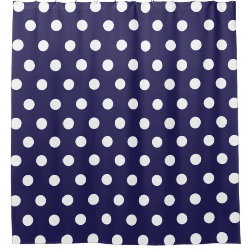 Navy Blue and White Polka Dot pattern Shower Curtain