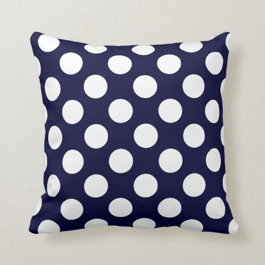 Navy Blue and White Polka Dot Pattern Throw Pillow Zazzle