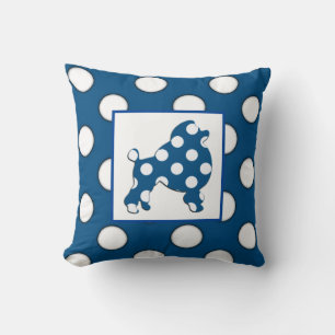 Navy Blue and White Polka Dot Throw Pillow