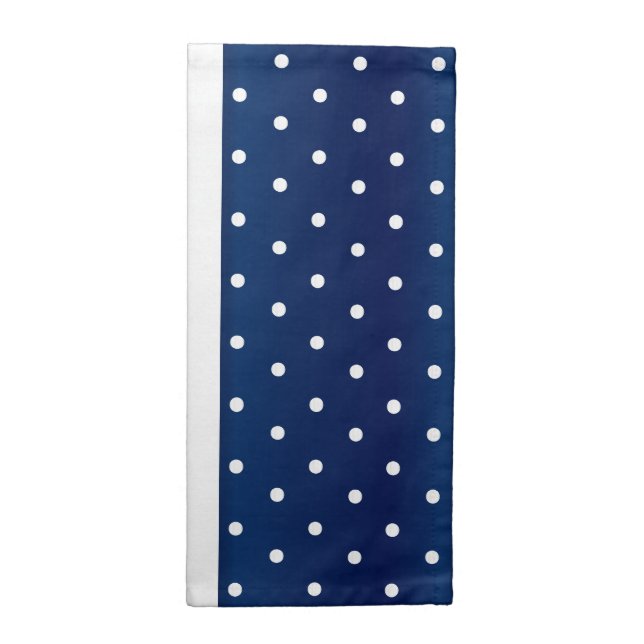 Navy Blue and White Polka Dots Cloth Napkin (Half Fold)