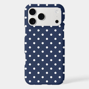 Navy Blue and White Polka Dots Modern Fashion iPhone 17 Pro Max Case
