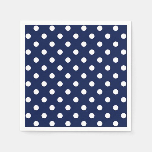 Navy Blue and White Polka Dots Napkins