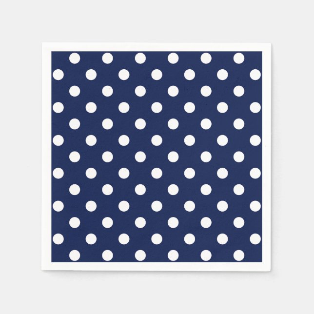 Navy Blue and White Polka Dots Napkins (Front)