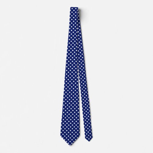 Navy blue and white polka dots neck tie