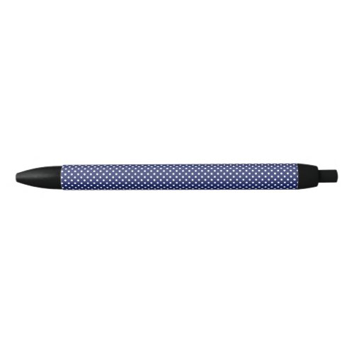 Navy Blue and White Polka Dots Pattern Black Ink Pen