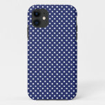 Navy Blue and White Polka Dots Pattern iPhone 11 Case