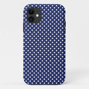 Navy Blue and White Polka Dots Pattern iPhone 11 Case