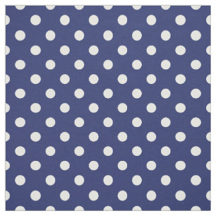 Navy Blue and White Polka Dots Pattern Fabric