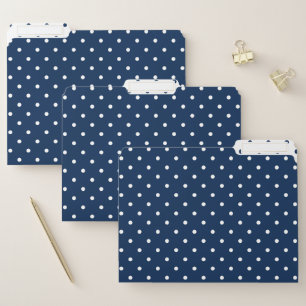 Navy Blue And White Polka Dots Pattern File Folder