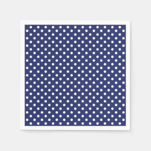 Navy Blue and White Polka Dots Pattern Napkins