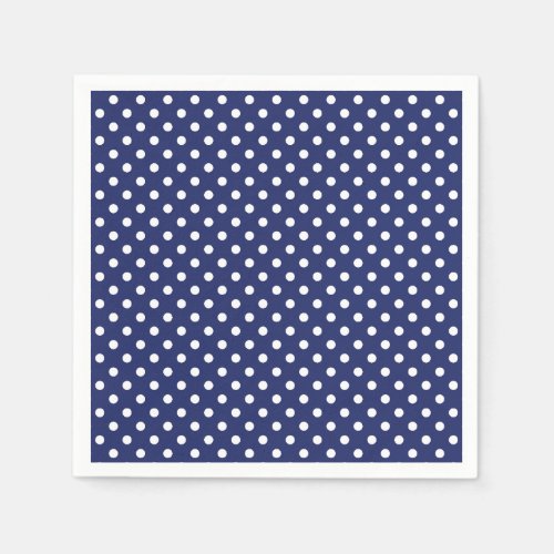Navy Blue and White Polka Dots Pattern Napkins