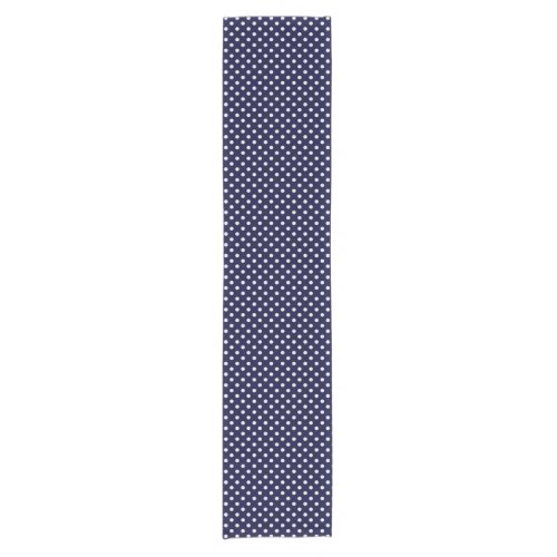Navy Blue and White Polka Dots Pattern Short Table Runner