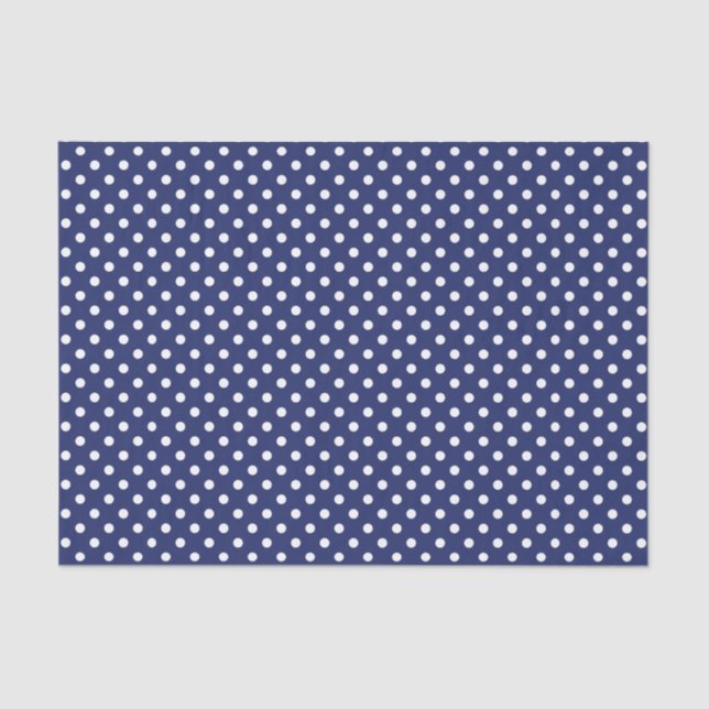 Navy Blue and White Polka Dots Pattern Tissue Paper (Front)