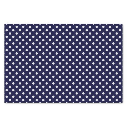 Navy Blue and White Polka Dots Pattern Tissue Paper