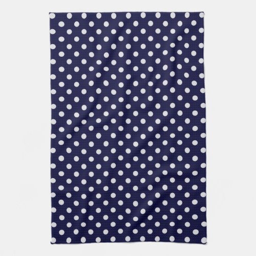 Navy Blue and White Polka Dots Pattern Towel