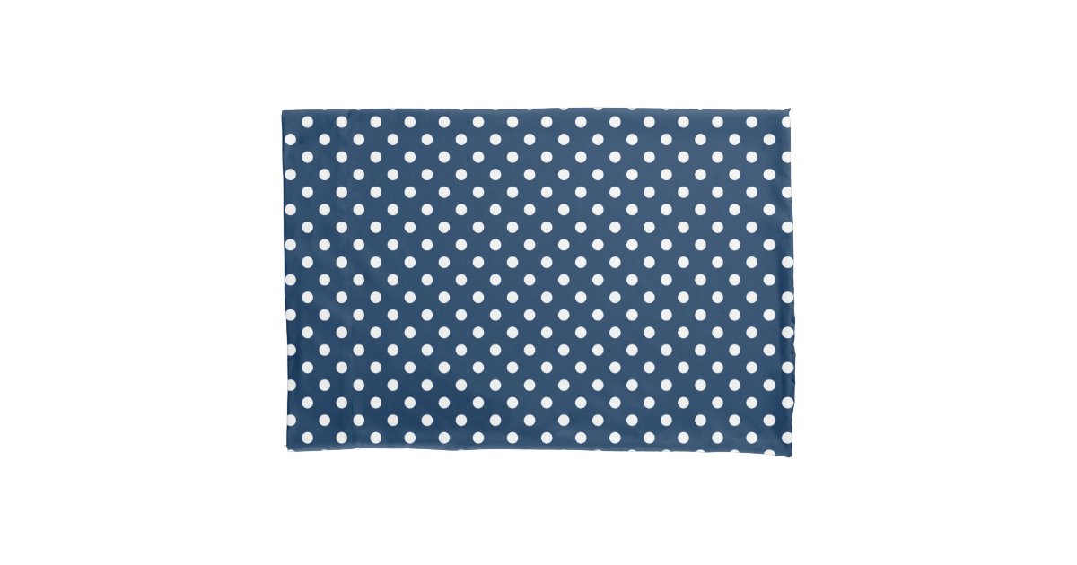 Navy blue and white polka dots pillowcase cover Zazzle