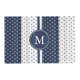 Navy Blue and White Polka Dots Placemat