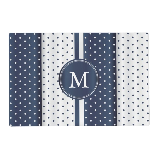 Navy Blue and White Polka Dots Placemat (Front)