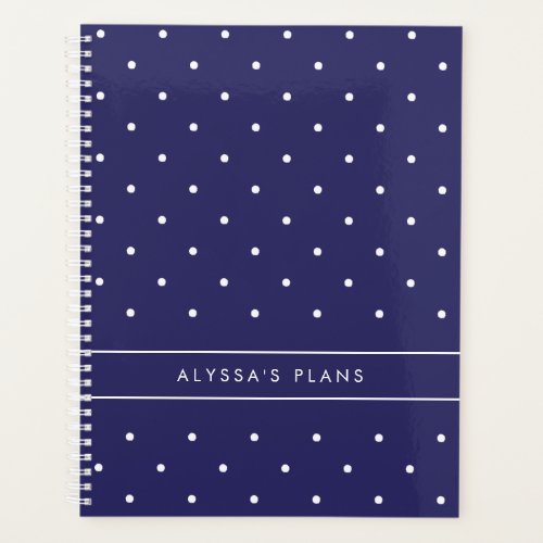 Navy Blue and White Polka Dots Planner