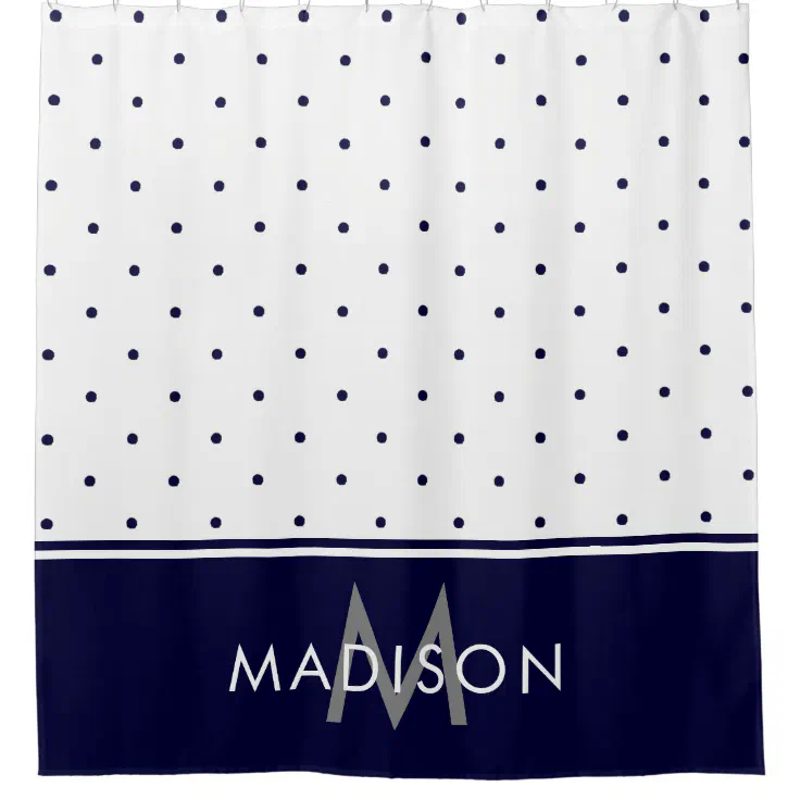 Navy Blue And White Polka Dots Shower Curtain Zazzle